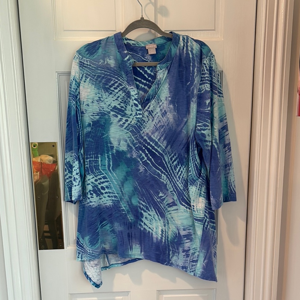 Chico's Blue and White Tunic Top